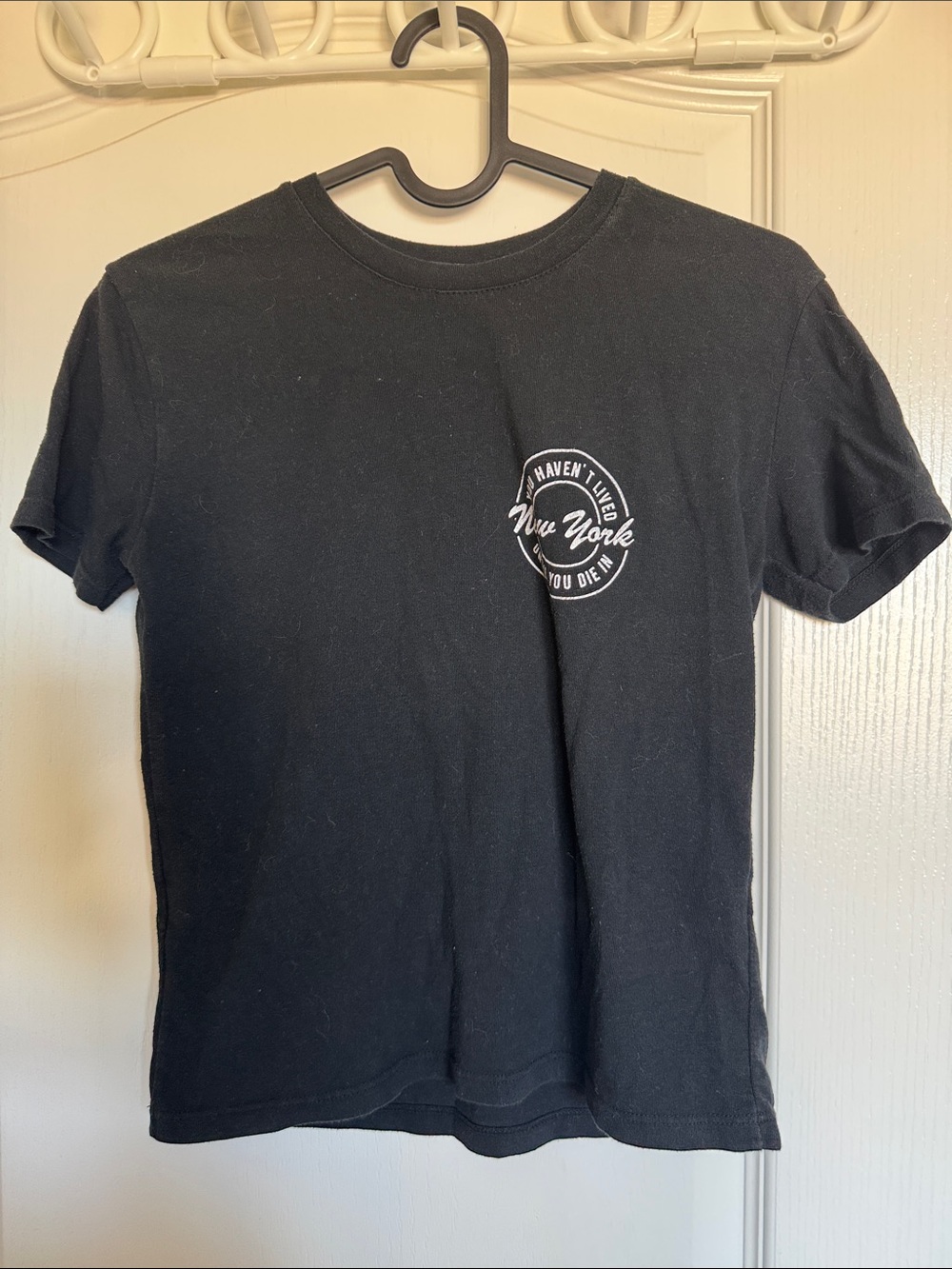 Brandy Melville Black Short Sleeve Tee with White New York Logo
